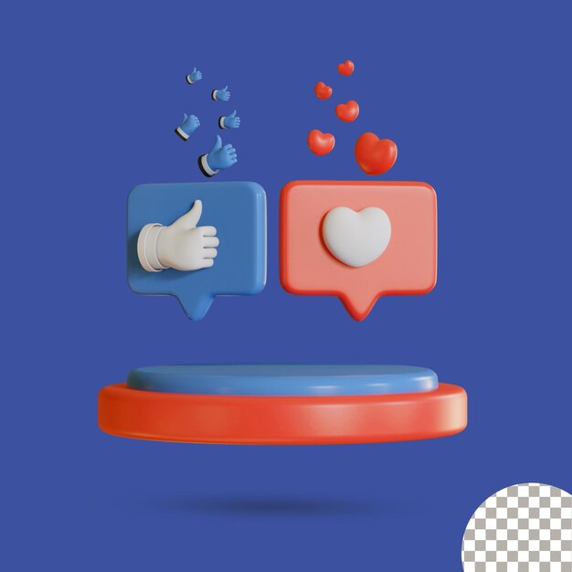 3d like and love icon desgin