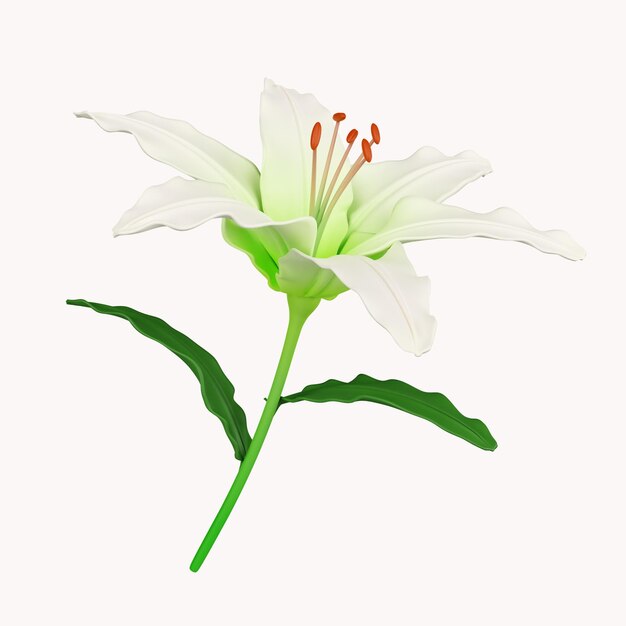 PSD 3d lily icon isolated on white background 3d rendering illustration clipping path