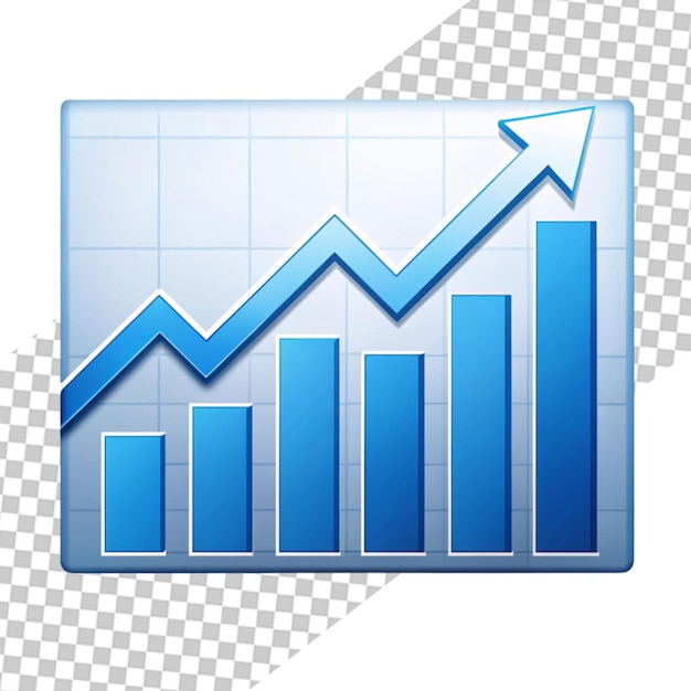 3d line bar graph chart right view with transparent background