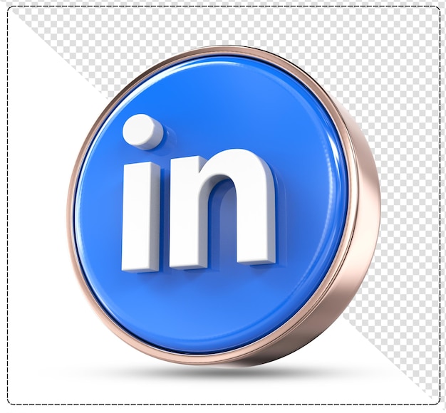 PSD 3d linkedin icon isolated