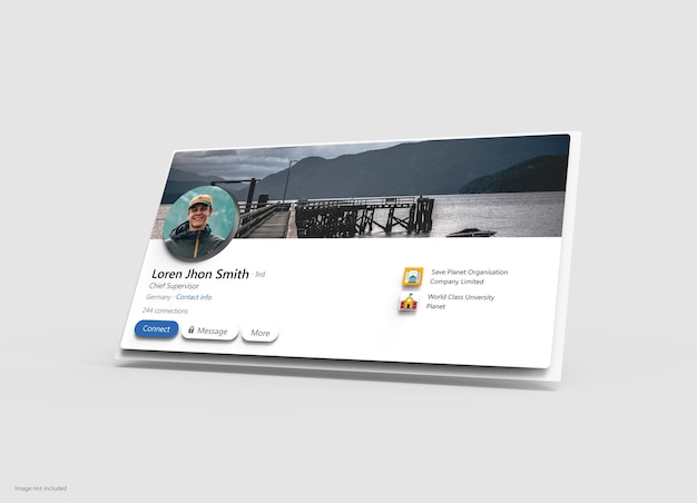 PSD 3d linkedin profile mockup