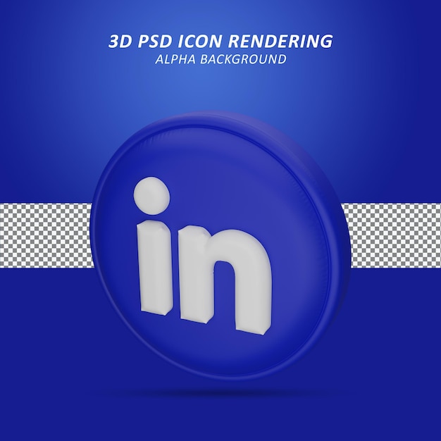 PSD 3d linkedln  icon in  rendering