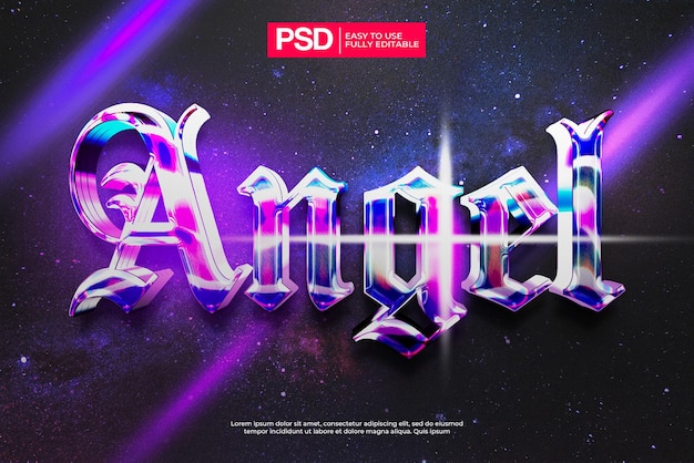 3D liquid chrome editable text effect