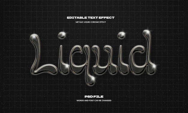 PSD 3d liquid chrome text effect design