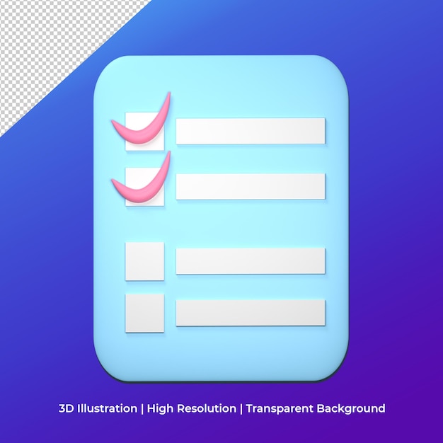 PSD 3d to do list icon illustration