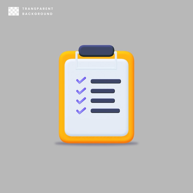 PSD 3d to do list icon with checklist design