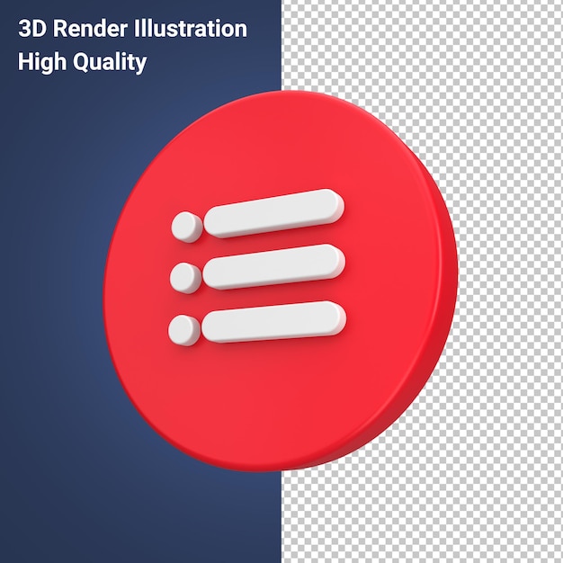 PSD 빨간 버튼의 3d 목록