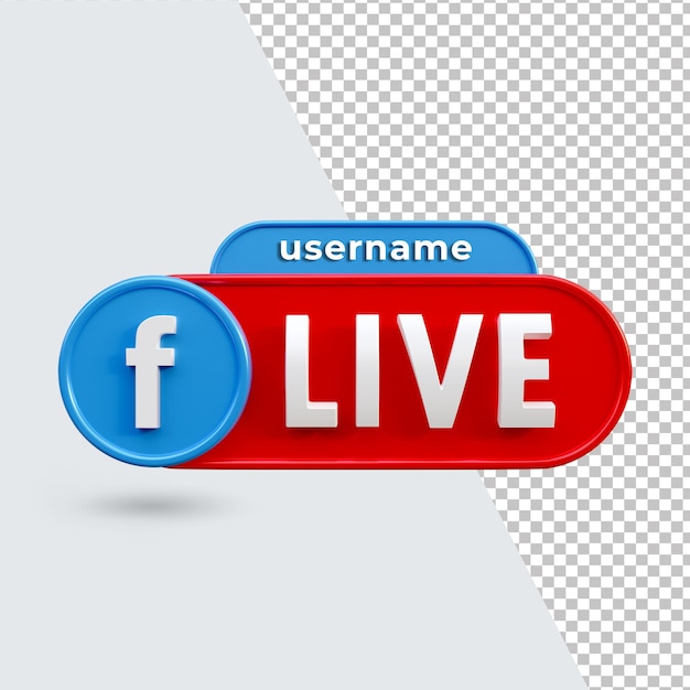 Icona di rendering di facebook del pulsante live 3d