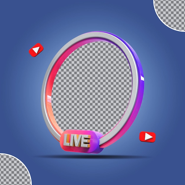 PSD 3d live streaming frame on social media instagram