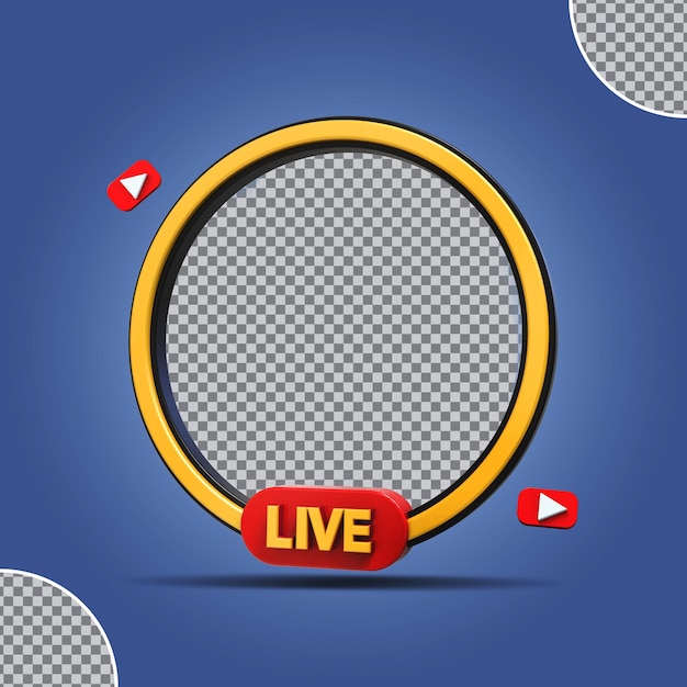 PSD cornice 3d in live streaming sui social media