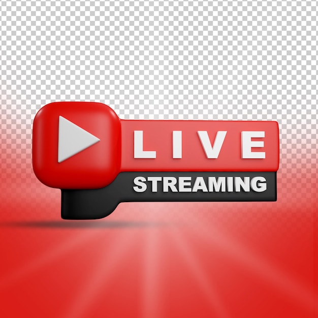 Elementi o pulsante di streaming video live 3d