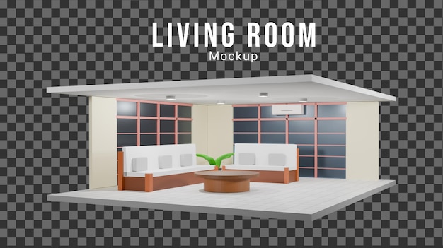 PSD 3d living room mockup