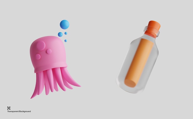 PSD 3d 龙虾和瓶子中的信息的插图