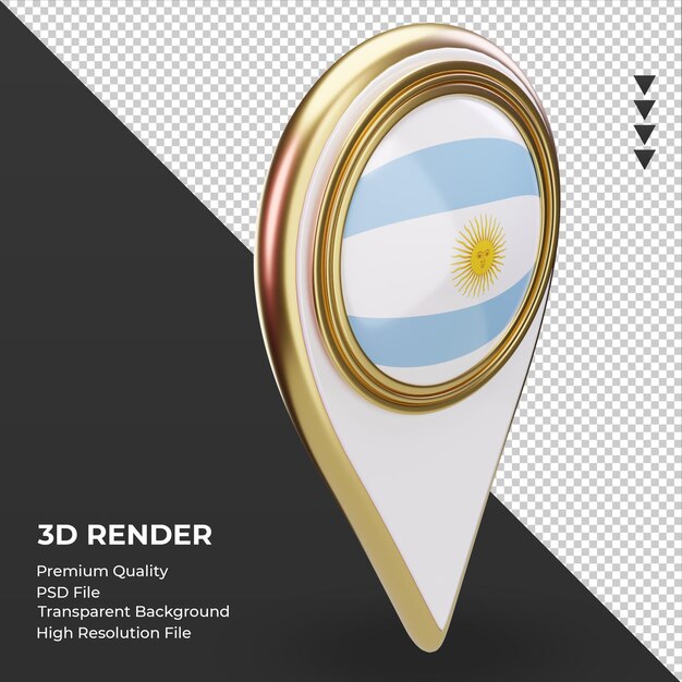 3d-locatie pin argentinië vlag weergave linker weergave