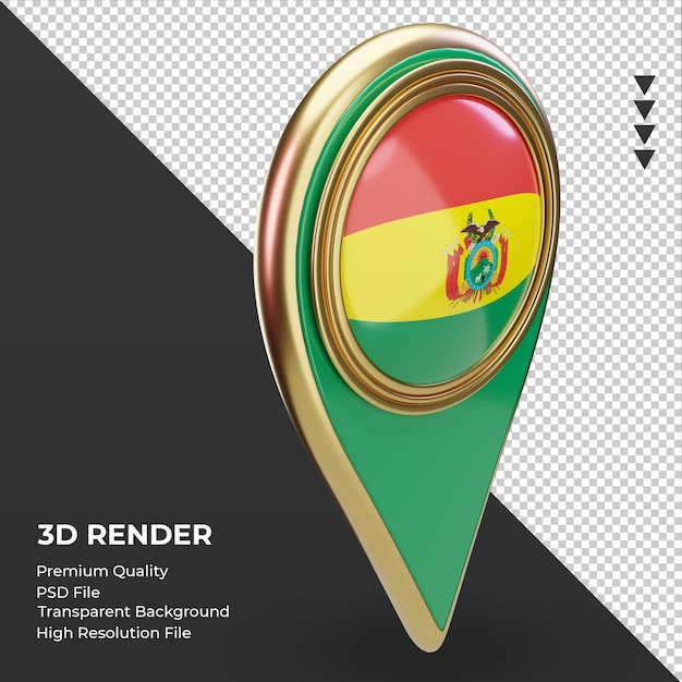 3d-locatie pin bolivia vlag weergave linker weergave