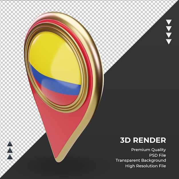 3d-locatie pin colombia vlag rendering juiste weergave