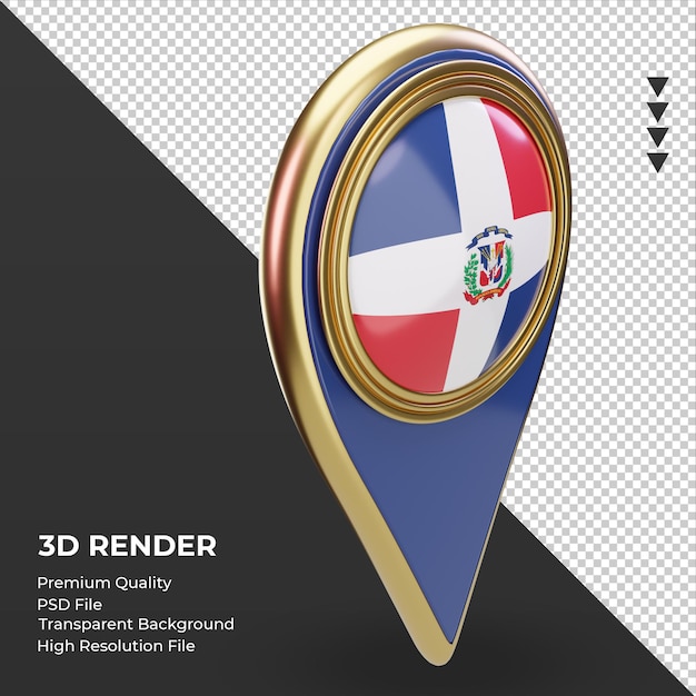 3d-locatie pin dominicaanse republiek vlag weergave linker weergave