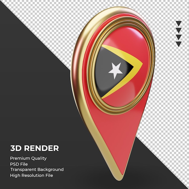 3d-locatie pin timor leste vlag weergave linker weergave