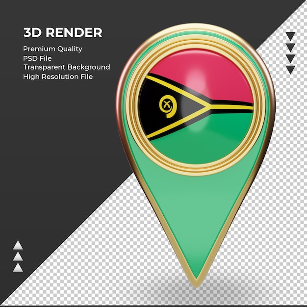 3d-locatie pin vanuatu vlag rendering vooraanzicht