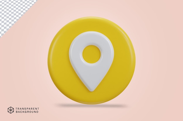 3d location icon with rounded button icon illustration