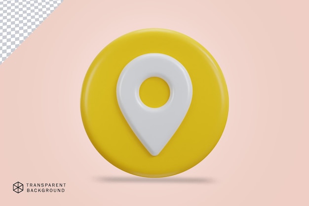 PSD 3d location icon with rounded button icon illustration