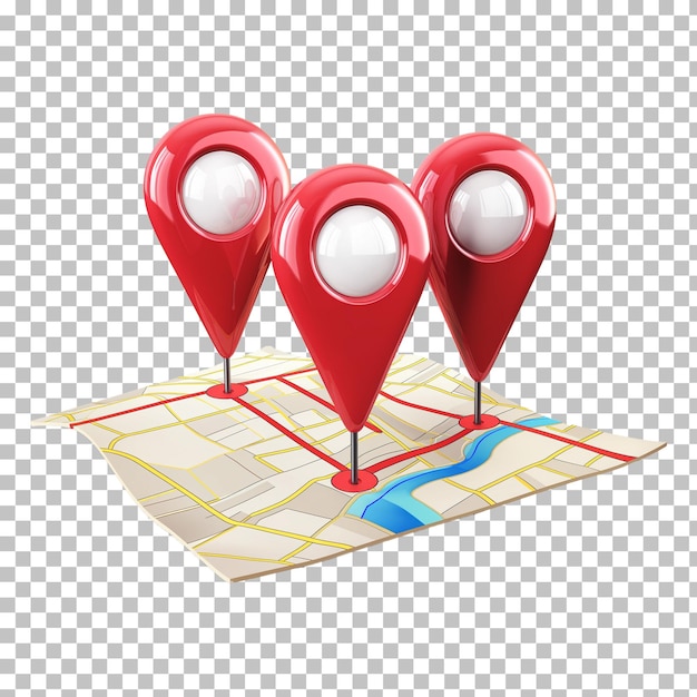 PSD 3d location map pin gps pointer markers on transparent background