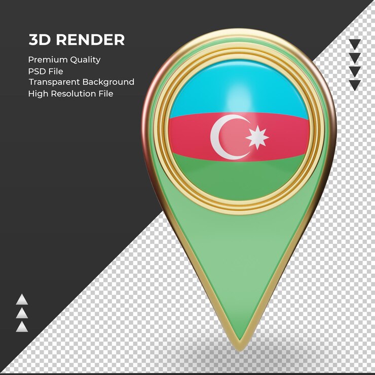 3d расположение булавки азербайджанский флаг рендеринга вид спереди