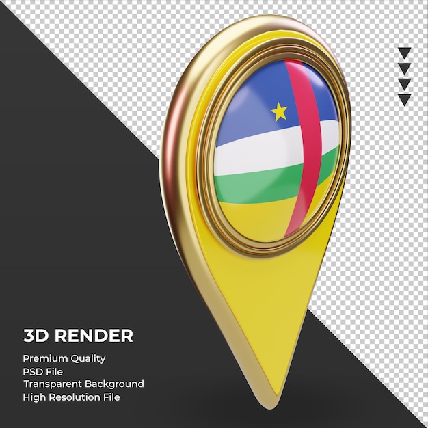 3dロケーションピン中央アフリカ共和国の旗のレンダリング左側面図