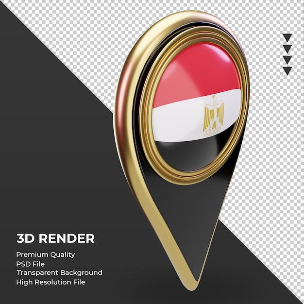 PSD 3d posizione pin bandiera egitto rendering vista a sinistra