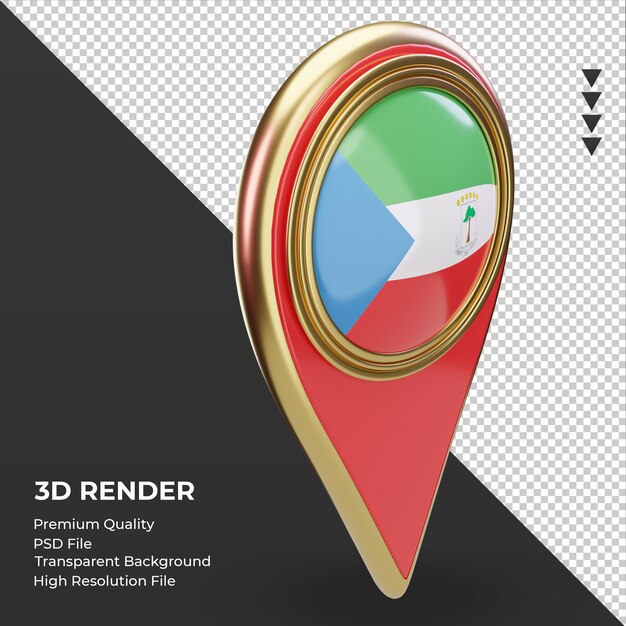 3d location pin Equatorial Guinea flag rendering left view