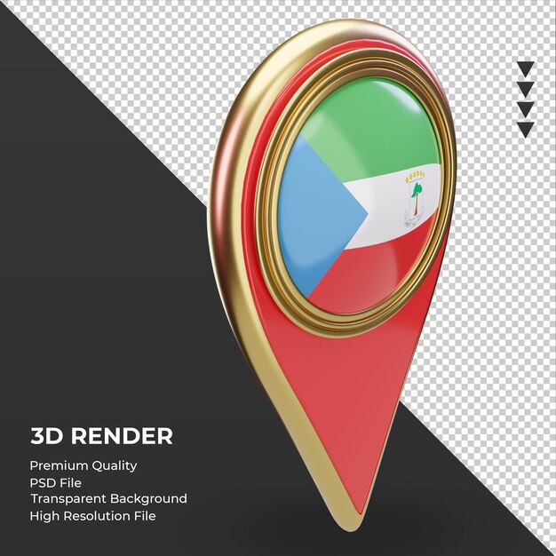 3d posizione pin bandiera guinea equatoriale rendering vista a sinistra