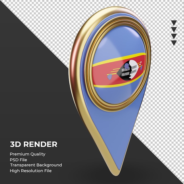 3d location pin eswatini flag rendering left view