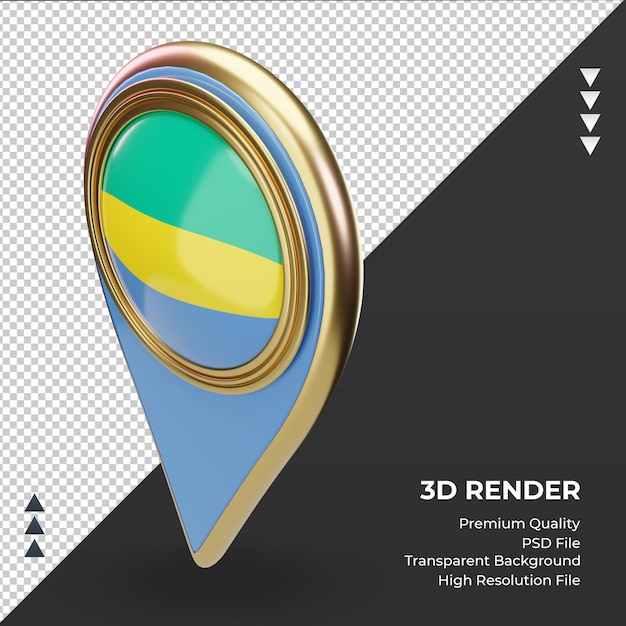 3d location pin gabon flag rendering right view