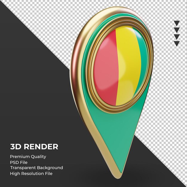 3d location pin Guinea Bissau flag rendering left view