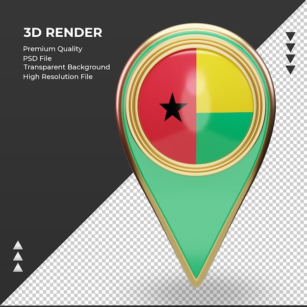 3d posizione pin bandiera guinea rendering vista frontale