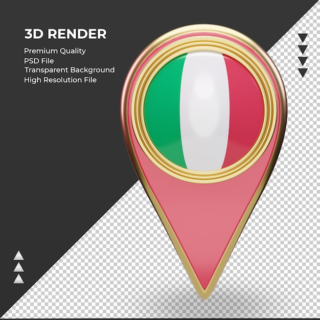 3d location pin italy flag rendering front view