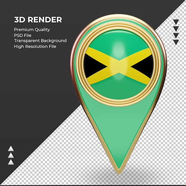 3dロケーションピンジャマイカの国旗レンダリング正面図