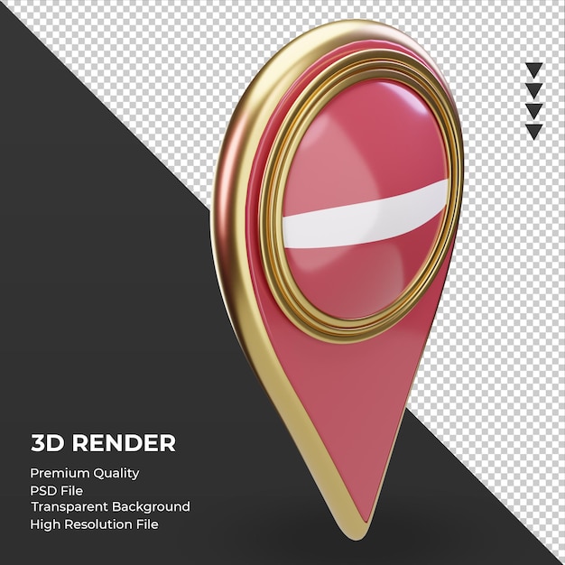 PSD 3d posizione pin bandiera lettonia rendering vista a sinistra