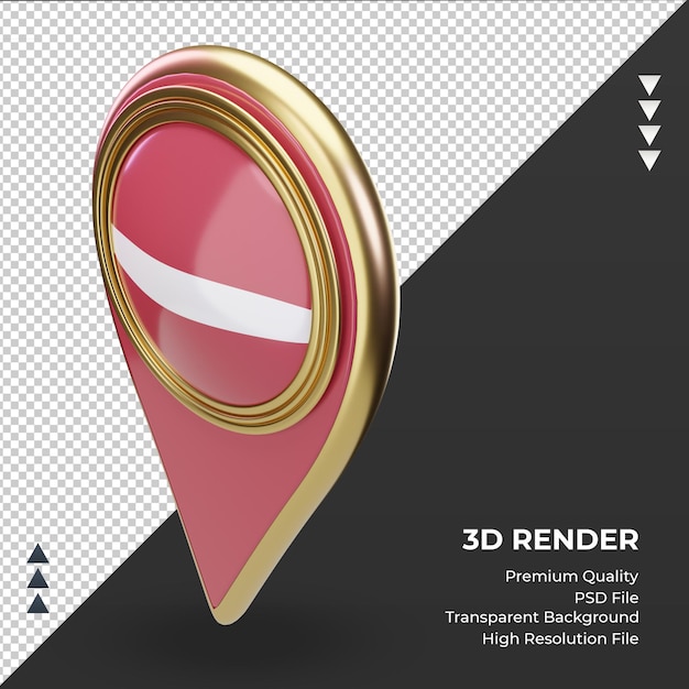 PSD 3d location pin latvia flag rendering right view