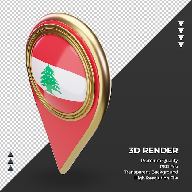 3d location pin lebanon flag rendering right view