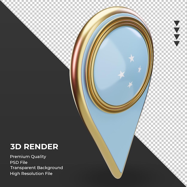 3Dロケーションピンミクロネシアフラグレンダリング左側面図