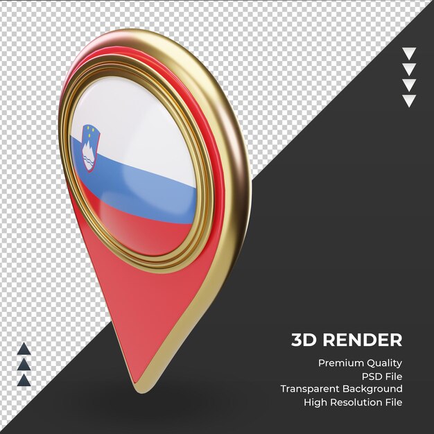 PSD 3d location pin slovenia flag rendering right view