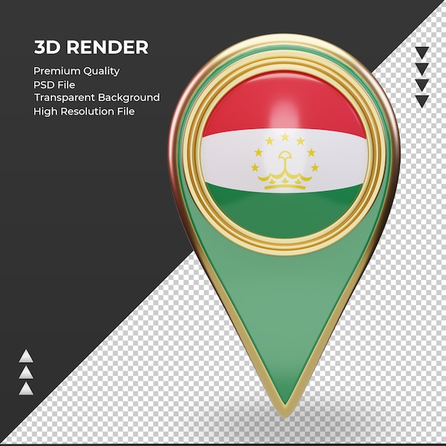 3d расположение булавки таджикистан флаг рендеринга вид спереди