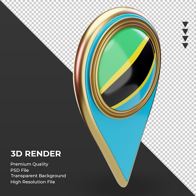 3d location pin Tanzania flag rendering left view