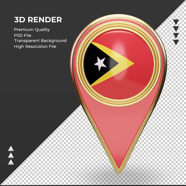 3dロケーションピン東ティモールの旗レンダリング正面図