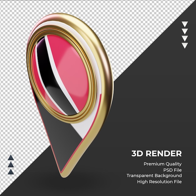 3d posizione pin bandiera trinidad e tobago rendering vista destra