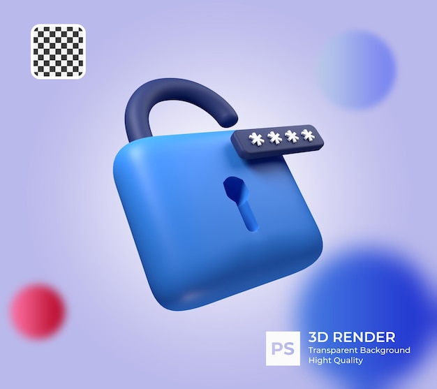 Blocco 3d e campo password concetto di accesso sicuro protetto da password