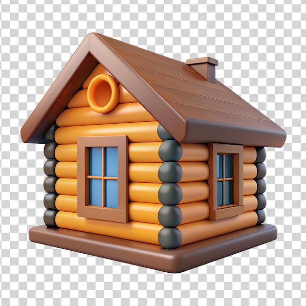 PSD 3d деревянный домик изолирован на прозрачном фоне