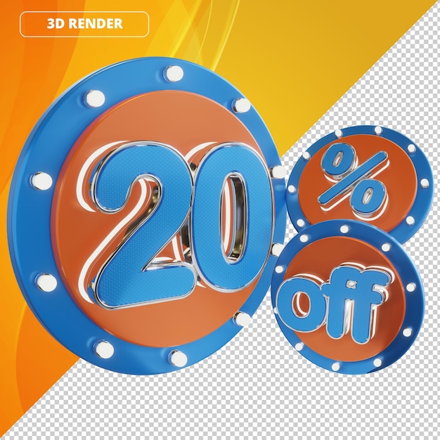 Logo 3d grandi offerte sconto supermercato percentuale 20 di sconto