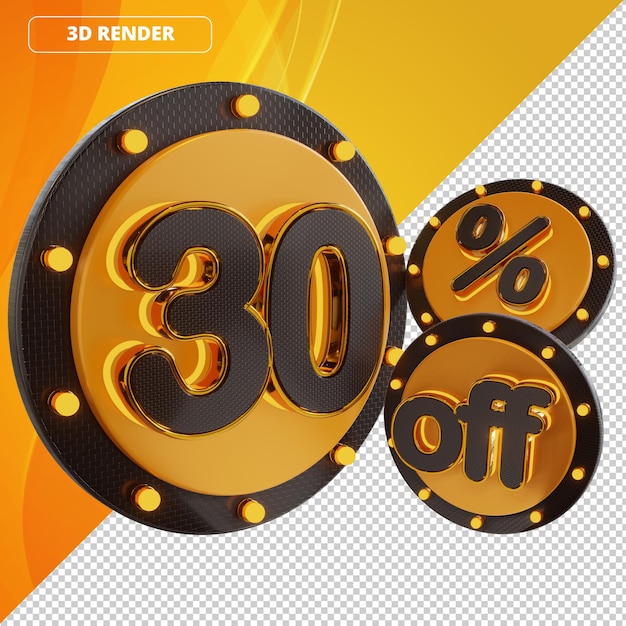 PSD logo 3d grandi offerte percentuale sconto supermercato oro nero 30